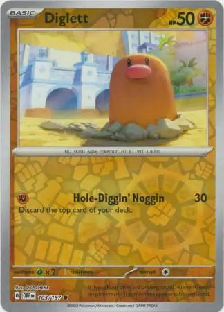 Diglett 103/197 (SV03: Obsidian Flames)  - Reverse Holofoil | Good Games Adelaide SA