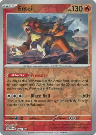 Entei 030/197 (SV03: Obsidian Flames)  - Reverse Holofoil | Good Games Adelaide SA