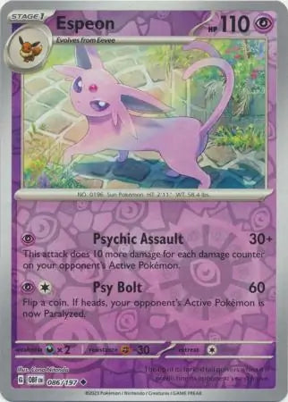 Espeon 086/197 (SV03: Obsidian Flames)  - Reverse Holofoil | Good Games Adelaide SA