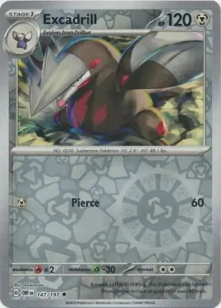Excadrill 147/197 (SV03: Obsidian Flames)  - Reverse Holofoil | Good Games Adelaide SA