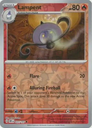Lampent 037/197 (SV03: Obsidian Flames)  - Reverse Holofoil | Good Games Adelaide SA