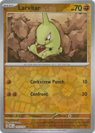 Larvitar 105/197 (SV03: Obsidian Flames)  - Reverse Holofoil | Good Games Adelaide SA
