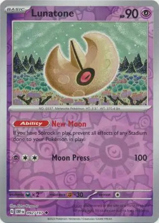 Lunatone 092/197 (SV03: Obsidian Flames)  - Reverse Holofoil | Good Games Adelaide SA