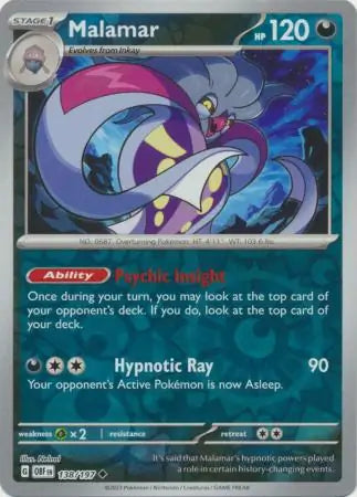 Malamar 138/197 (SV03: Obsidian Flames)  - Reverse Holofoil | Good Games Adelaide SA