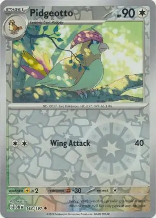 Pidgeotto 163/197 (SV03: Obsidian Flames)  - Reverse Holofoil | Good Games Adelaide SA