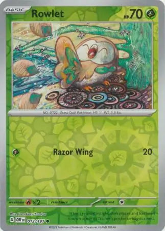 Rowlet 013/197 (SV03: Obsidian Flames)  - Reverse Holofoil | Good Games Adelaide SA
