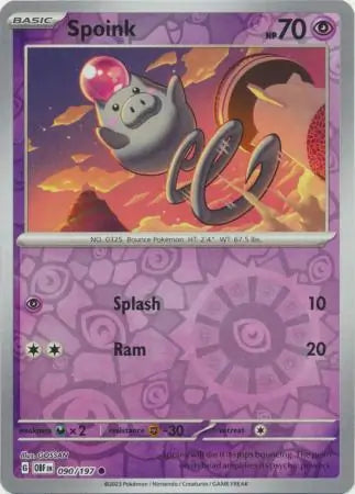 Spoink 090/197 (SV03: Obsidian Flames)  - Reverse Holofoil | Good Games Adelaide SA