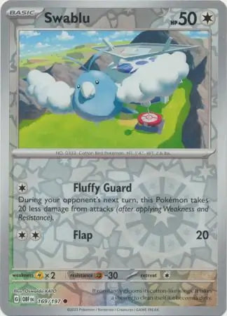 Swablu 169/197 (SV03: Obsidian Flames)  - Reverse Holofoil | Good Games Adelaide SA