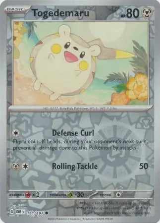 Togedemaru 151/197 (SV03: Obsidian Flames)  - Reverse Holofoil | Good Games Adelaide SA