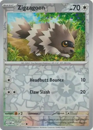 Zigzagoon 167/197 (SV03: Obsidian Flames)  - Reverse Holofoil | Good Games Adelaide SA