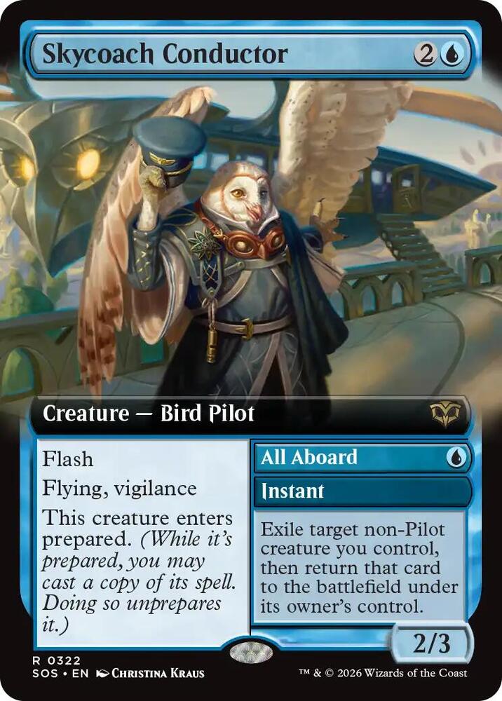 Skycoach Conductor // All Aboard 322 (Secrets of Strixhaven)  - Extended Art Foil | Good Games Adelaide SA