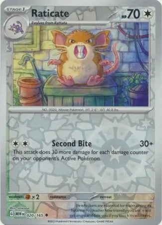 Raticate 020/165 (SV: Scarlet & Violet 151)  - Reverse Holofoil | Good Games Adelaide SA