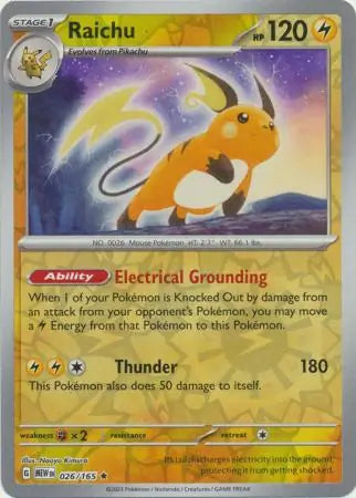 Raichu 026/165 (SV: Scarlet & Violet 151)  - Reverse Holofoil | Good Games Adelaide SA