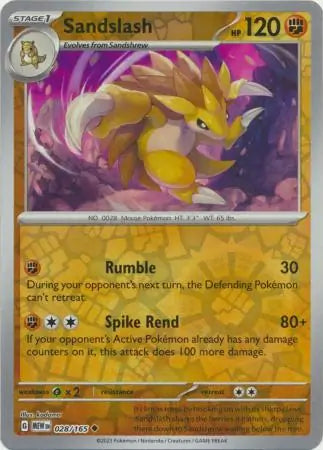 Sandslash 028/165 (SV: Scarlet & Violet 151)  - Reverse Holofoil | Good Games Adelaide SA