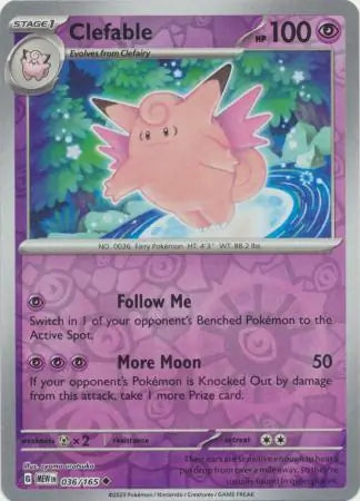 Clefable 036/165 (SV: Scarlet & Violet 151)  - Reverse Holofoil | Good Games Adelaide SA