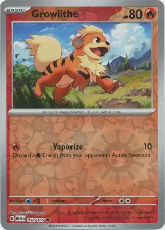 Growlithe 058/165 (SV: Scarlet & Violet 151)  - Reverse Holofoil | Good Games Adelaide SA