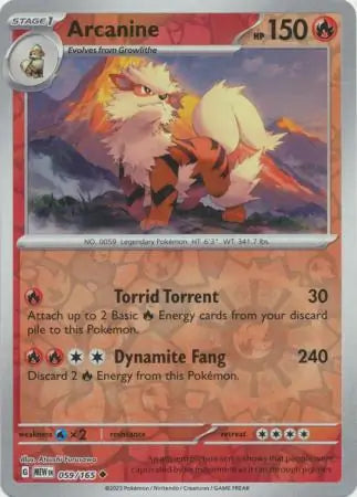 Arcanine 059/165 (SV: Scarlet & Violet 151)  - Reverse Holofoil | Good Games Adelaide SA