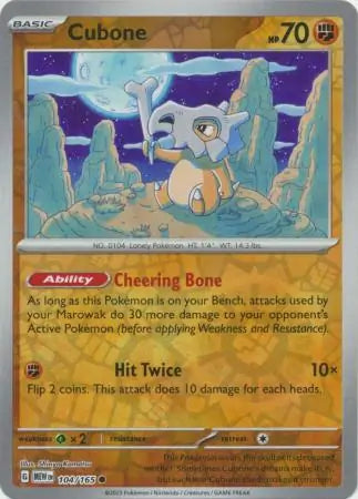 Cubone 104/165 (SV: Scarlet & Violet 151)  - Reverse Holofoil | Good Games Adelaide SA