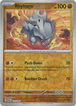 Rhyhorn 111/165 (SV: Scarlet & Violet 151)  - Reverse Holofoil | Good Games Adelaide SA