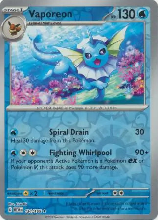 Vaporeon 134/165 (SV: Scarlet & Violet 151)  - Reverse Holofoil | Good Games Adelaide SA
