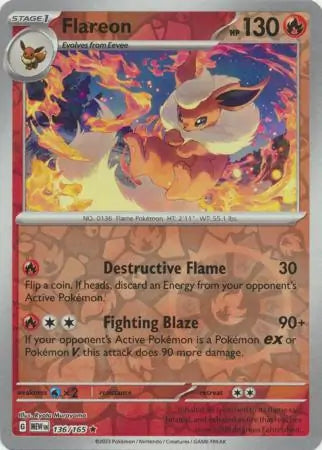 Flareon 136/165 (SV: Scarlet & Violet 151)  - Reverse Holofoil | Good Games Adelaide SA