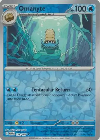 Omanyte 138/165 (SV: Scarlet & Violet 151)  - Reverse Holofoil | Good Games Adelaide SA
