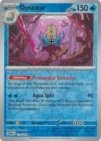 Omastar 139/165 (SV: Scarlet & Violet 151)  - Reverse Holofoil | Good Games Adelaide SA