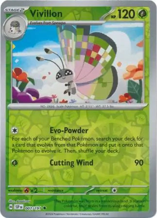 Vivillon 007/191 (SV08: Surging Sparks)  - Reverse Holofoil | Good Games Adelaide SA