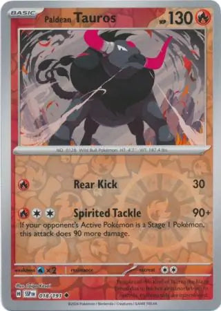 Paldean Tauros 018/191 (SV08: Surging Sparks)  - Reverse Holofoil | Good Games Adelaide SA