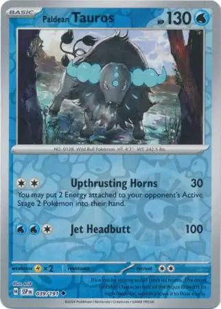 Paldean Tauros 039/191 (SV08: Surging Sparks)  - Reverse Holofoil | Good Games Adelaide SA