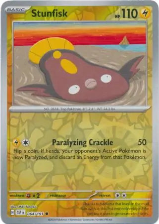 Stunfisk 064/191 (SV08: Surging Sparks)  - Reverse Holofoil | Good Games Adelaide SA