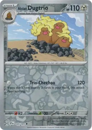 Alolan Dugtrio 123/191 (SV08: Surging Sparks)  - Reverse Holofoil | Good Games Adelaide SA