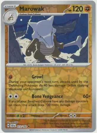 Marowak 073/142 (SV07: Stellar Crown)  - Reverse Holofoil | Good Games Adelaide SA