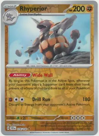 Rhyperior 076/142 (SV07: Stellar Crown)  - Reverse Holofoil | Good Games Adelaide SA