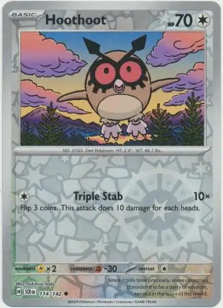 Hoothoot 114/142 (SV07: Stellar Crown)  - Reverse Holofoil | Good Games Adelaide SA