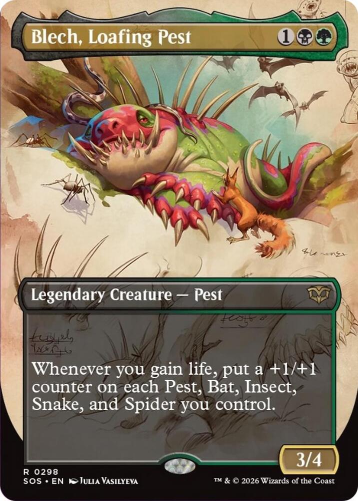 Blech Loafing Pest Borderless 298 (Secrets of Strixhaven)  - Foil | Good Games Adelaide SA