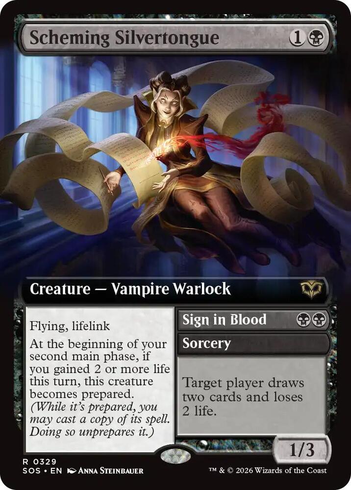 Scheming Silvertongue Extended Art 329 (Secrets of Strixhaven)  - Foil