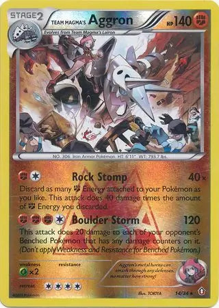 Team Magma's Aggron 14/34 (Double Crisis)  - Reverse Holofoil | Good Games Adelaide SA