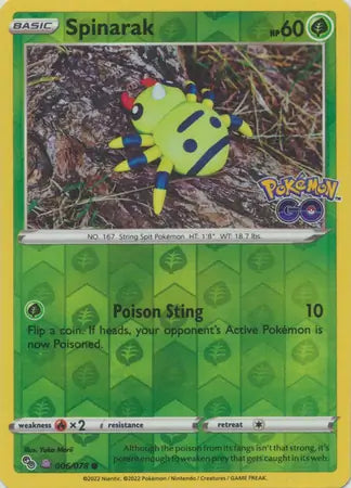 Spinarak 006/078 (Pokemon GO)  - Reverse Holofoil | Good Games Adelaide SA