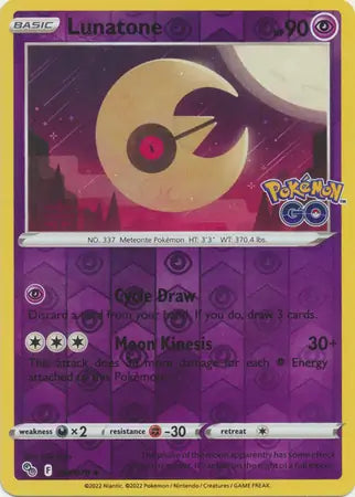Lunatone 034/078 (Pokemon GO)  - Reverse Holofoil | Good Games Adelaide SA