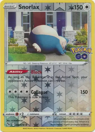 Snorlax 055/078 (Pokemon GO)  - Reverse Holofoil | Good Games Adelaide SA