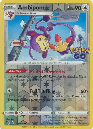 Ambipom 057/078 (Pokemon GO)  - Reverse Holofoil | Good Games Adelaide SA