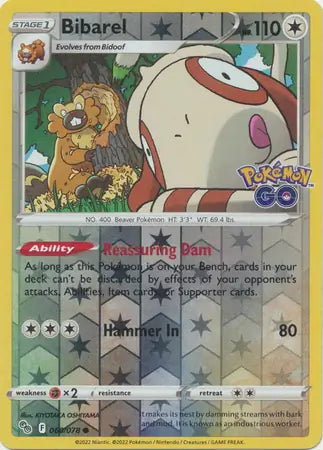 Bibarel 060/078 (Pokemon GO)  - Reverse Holofoil | Good Games Adelaide SA