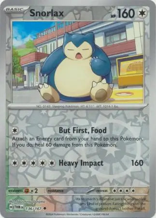 Snorlax 136/167 (SV06: Twilight Masquerade)  - Reverse Holofoil | Good Games Adelaide SA