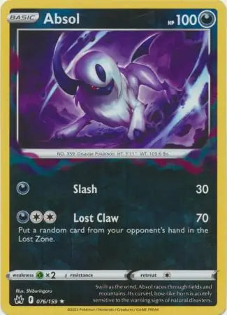 Absol 076/159 (Crown Zenith)  - Reverse Holofoil | Good Games Adelaide SA