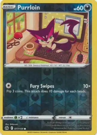 Purrloin 077/159 (Crown Zenith)  - Reverse Holofoil | Good Games Adelaide SA