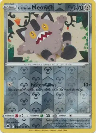 Galarian Meowth 084/159 (Crown Zenith)  - Reverse Holofoil | Good Games Adelaide SA