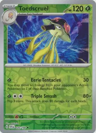 Toedscruel 026/198 (SV01: Scarlet & Violet Base Set)  - Reverse Holofoil | Good Games Adelaide SA