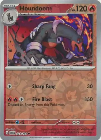 Houndoom 034/198 (SV01: Scarlet & Violet Base Set)  - Reverse Holofoil | Good Games Adelaide SA
