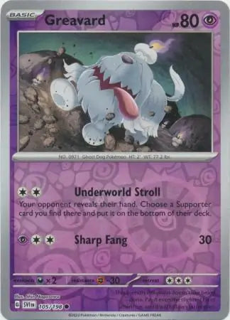 Greavard 105/198 (SV01: Scarlet & Violet Base Set)  - Reverse Holofoil | Good Games Adelaide SA